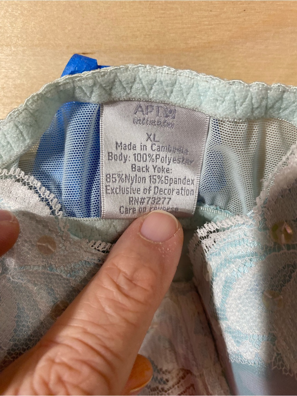 Apt. 9 Light Blue Floral Satin Chemise with Cream Lace XL (SC) - Picture 7 of 9